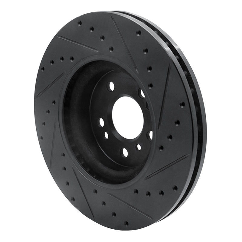 Mercedes-Benz ML350 Brake Rotor (1) - Front Left - R1 Concepts - Drilled & Slotted - Black - `06-`12